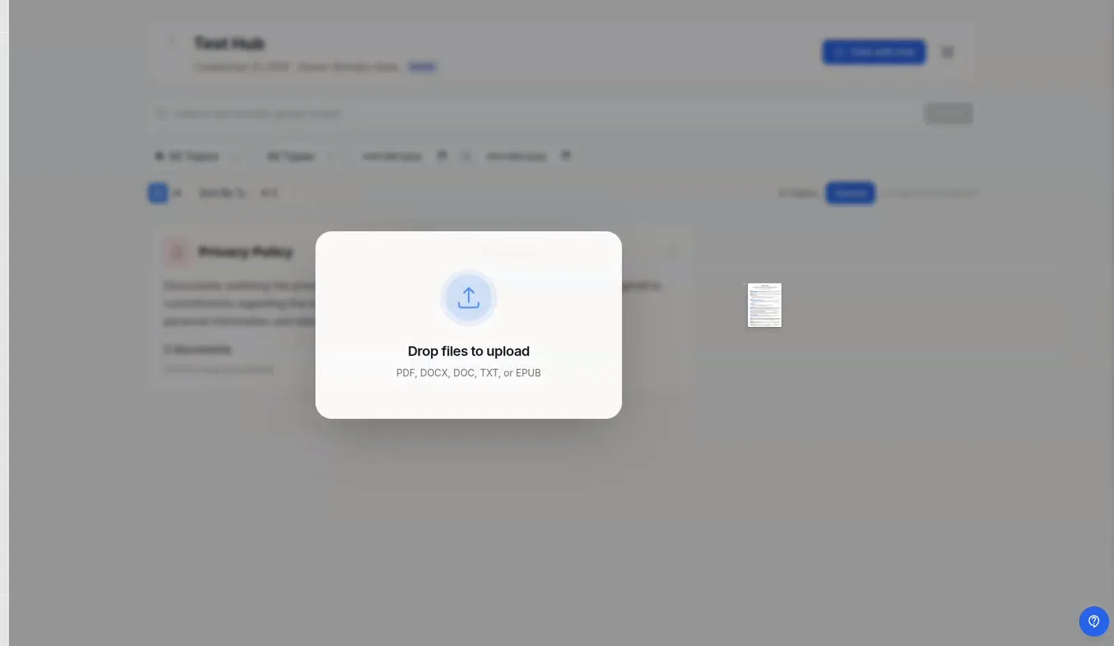 Upload directly or connect a cloud document source.