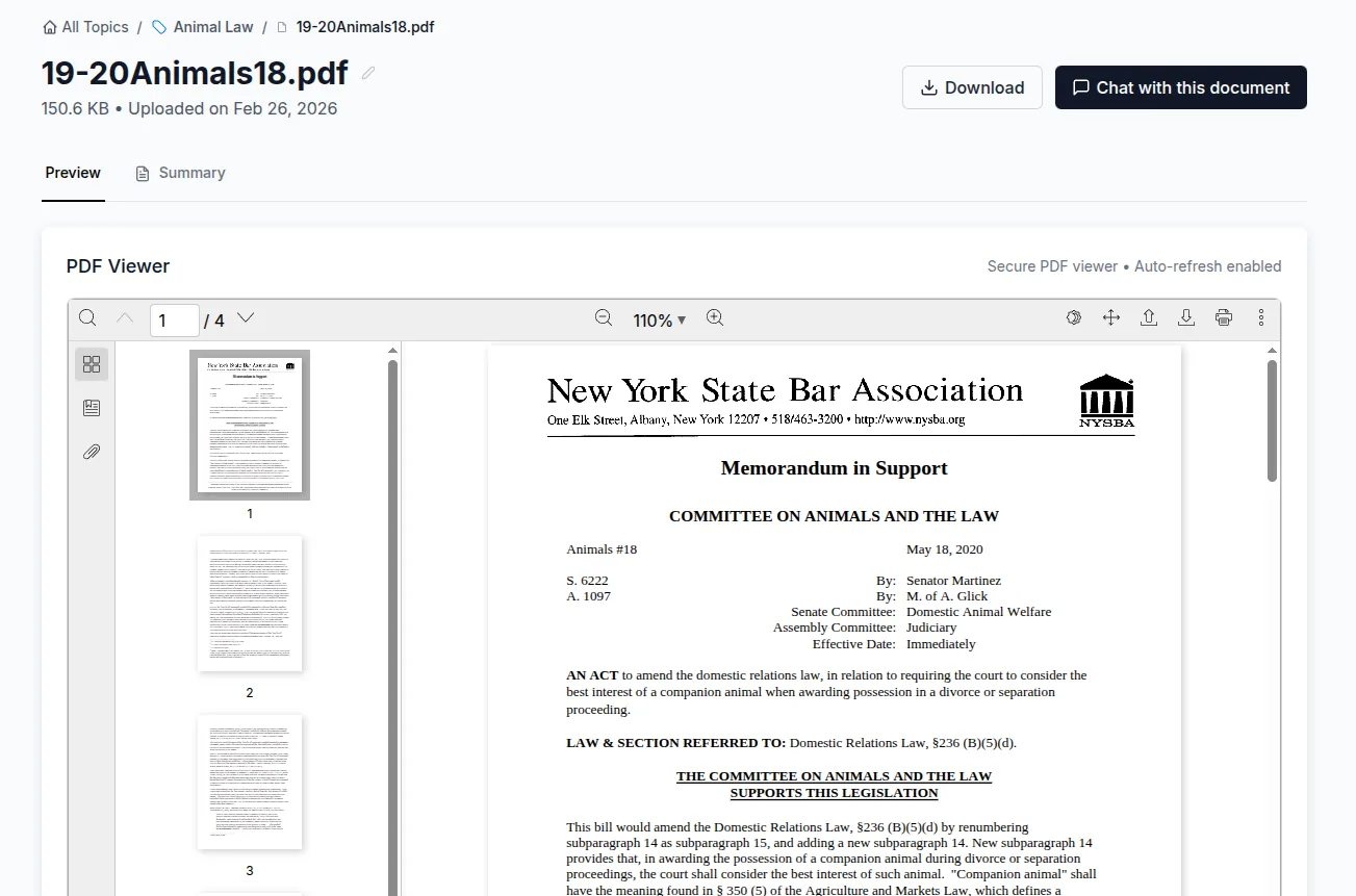 Read documents in-browser with summaries and clause extraction.