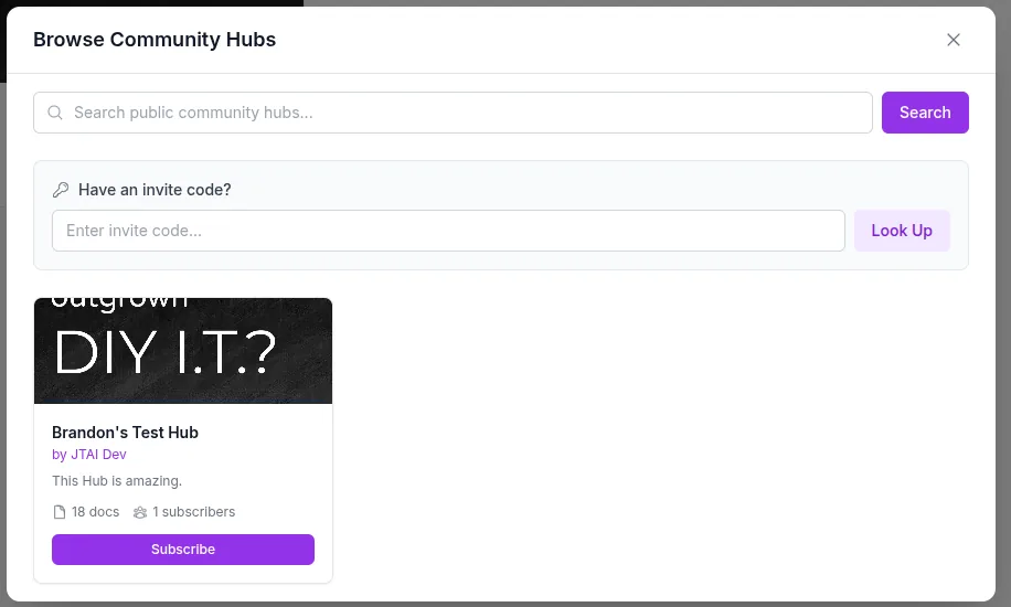 Browse and subscribe to community-published hubs.