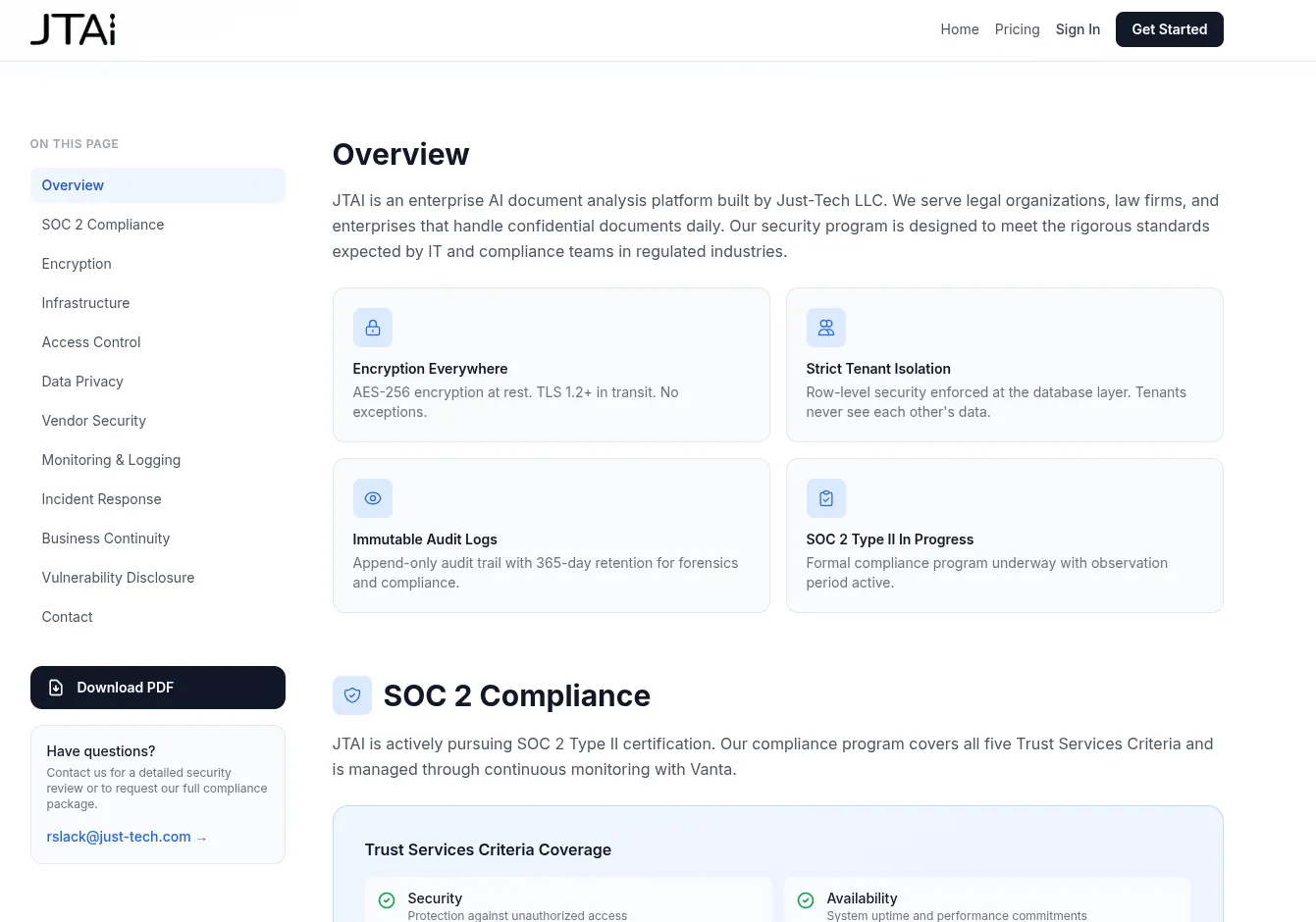A dedicated security & compliance overview.